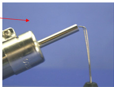 Condition where the probe end is positioned in a contact less manner with a 1-2mm gap from the nozzle end