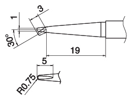T12-1605 Shape-Long reach bent chisel
