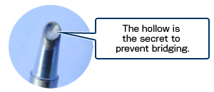 The hollow is the secret to prevent bridging.